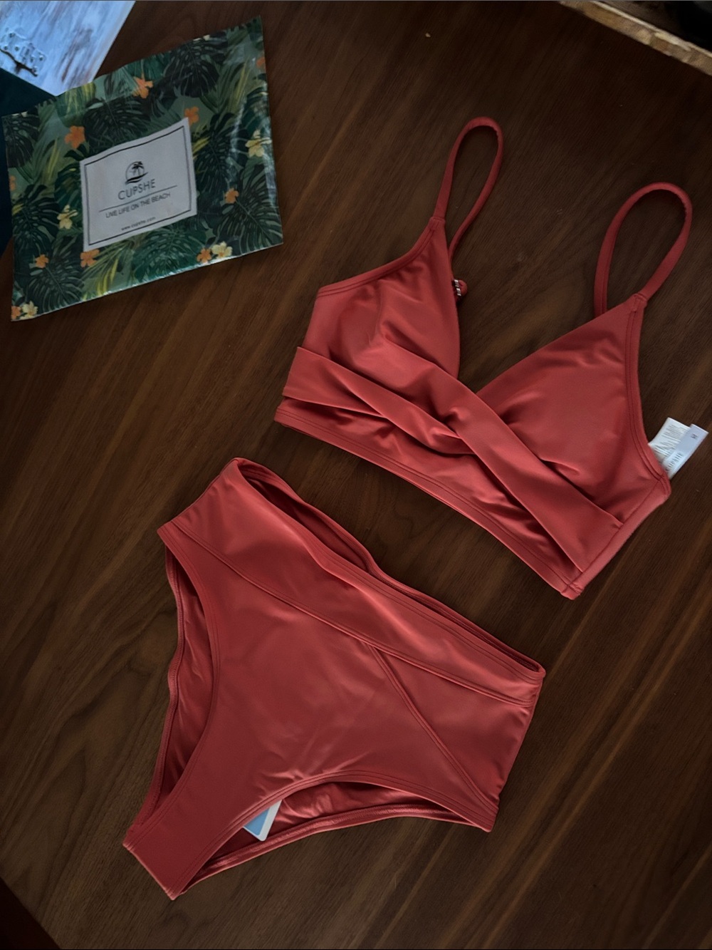 CUPSHE HIGH WAIST BIKINI WITH CROSS OVER TOP